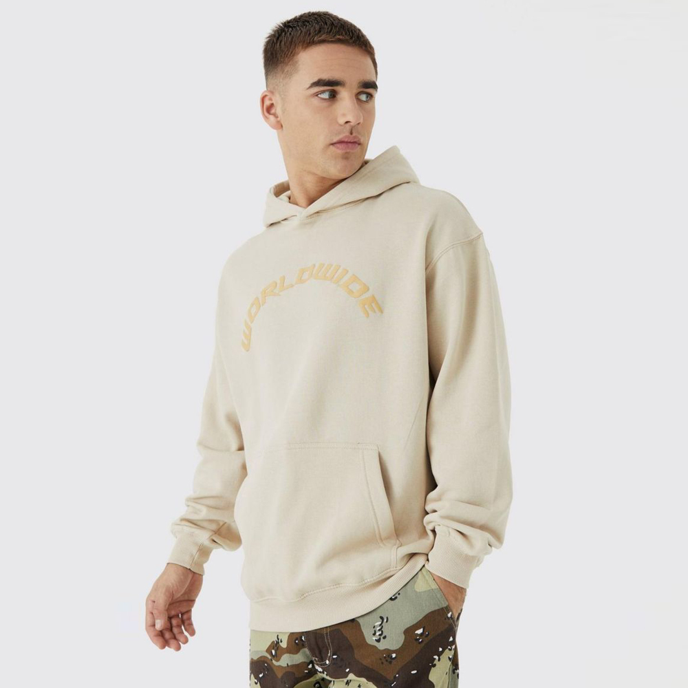 OvePRFTS-zed Puff Print Worldwide Hoodie – Sand
