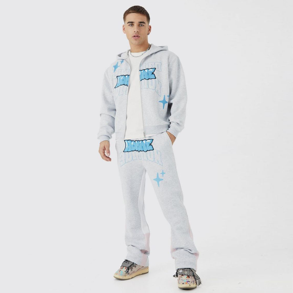 OvePRFTS-zed Boxy Zip Through Puff Print Gusset Tracksuit