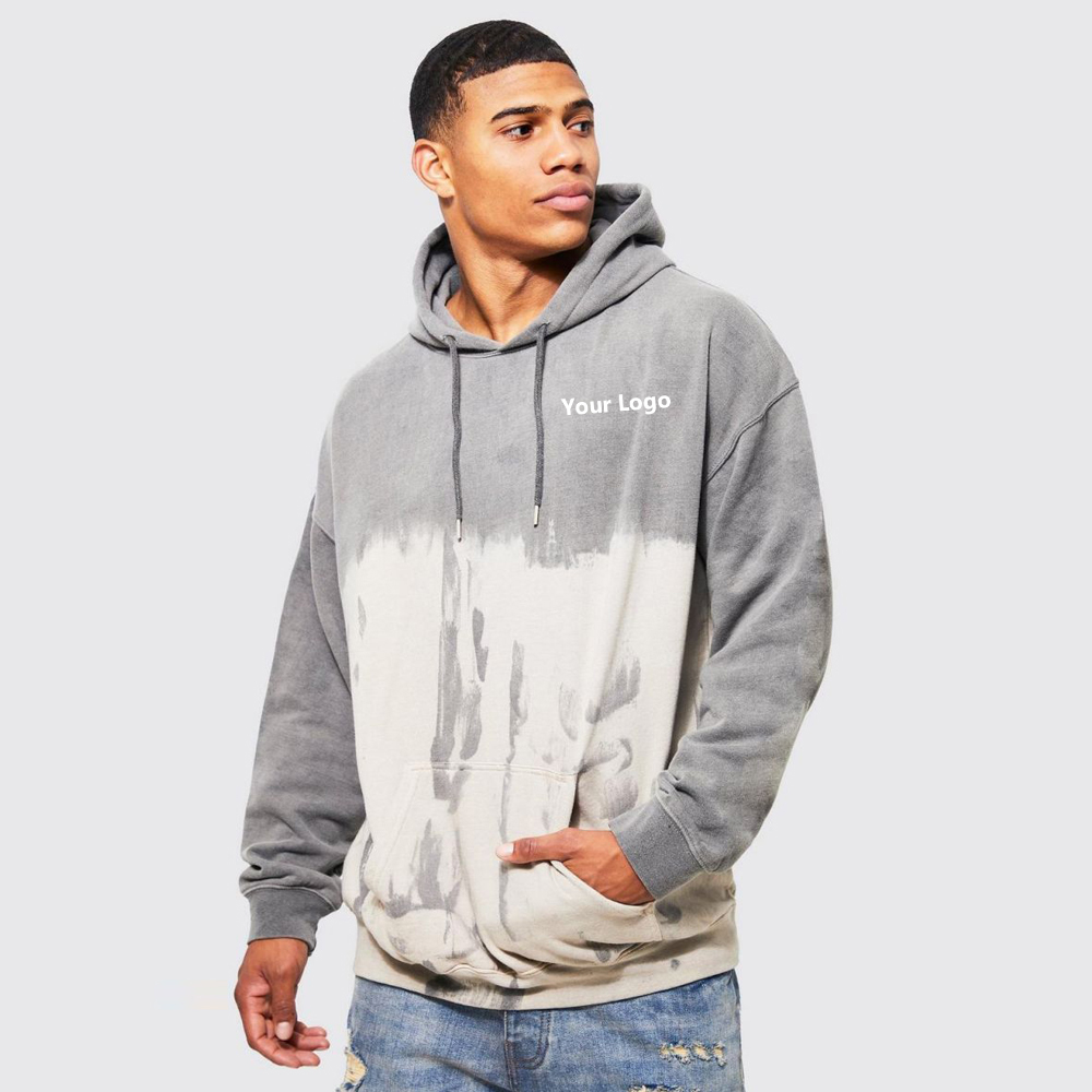 OvePRFTS-zed Bleach Tie Dye Skull GRraphic Hoodie – Grey