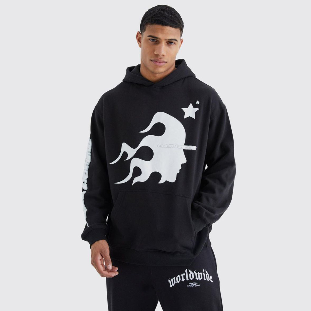 OvePRFTS-zed Homme Graphic Puff Print Hoodie – Black