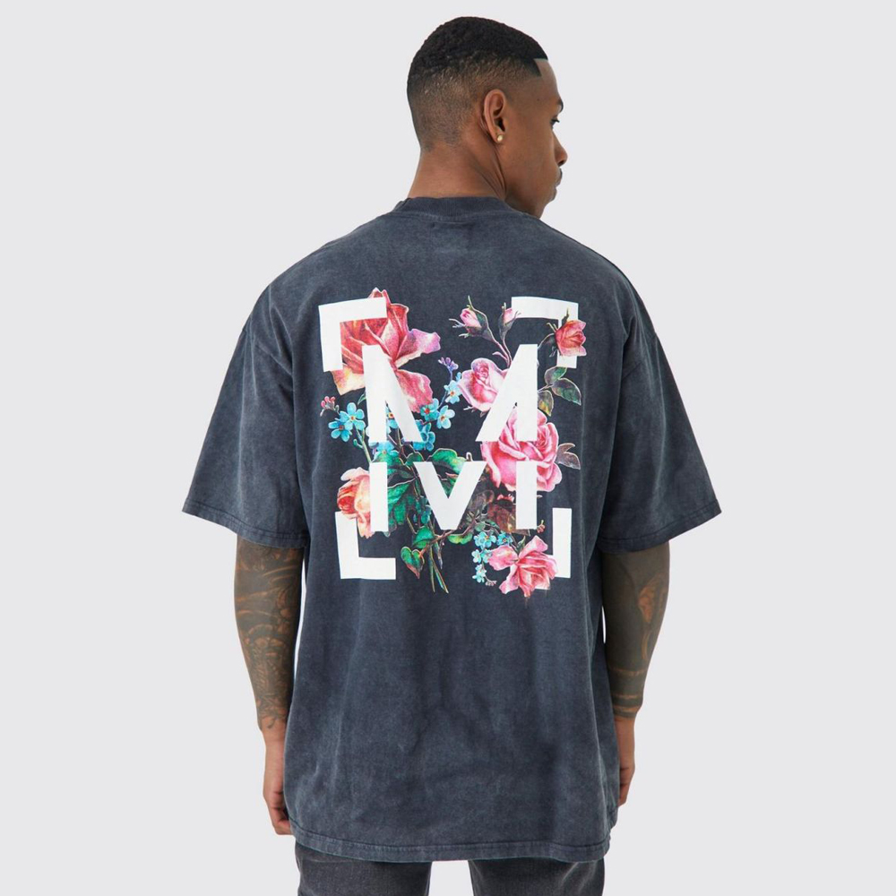 The Midnight Bloom Acid-Wash Tee