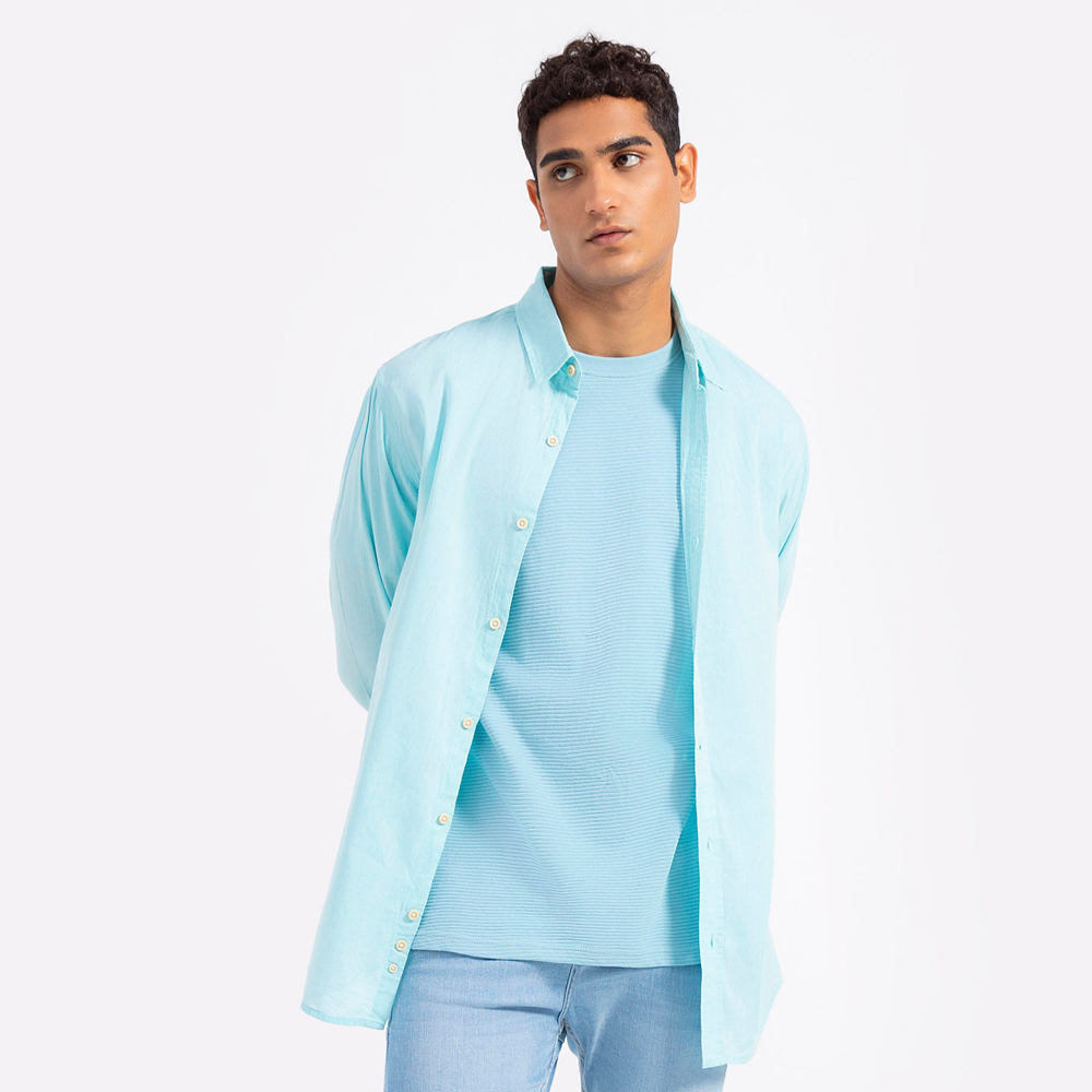 The “Azure Mist” Linen-Luxe Shirt