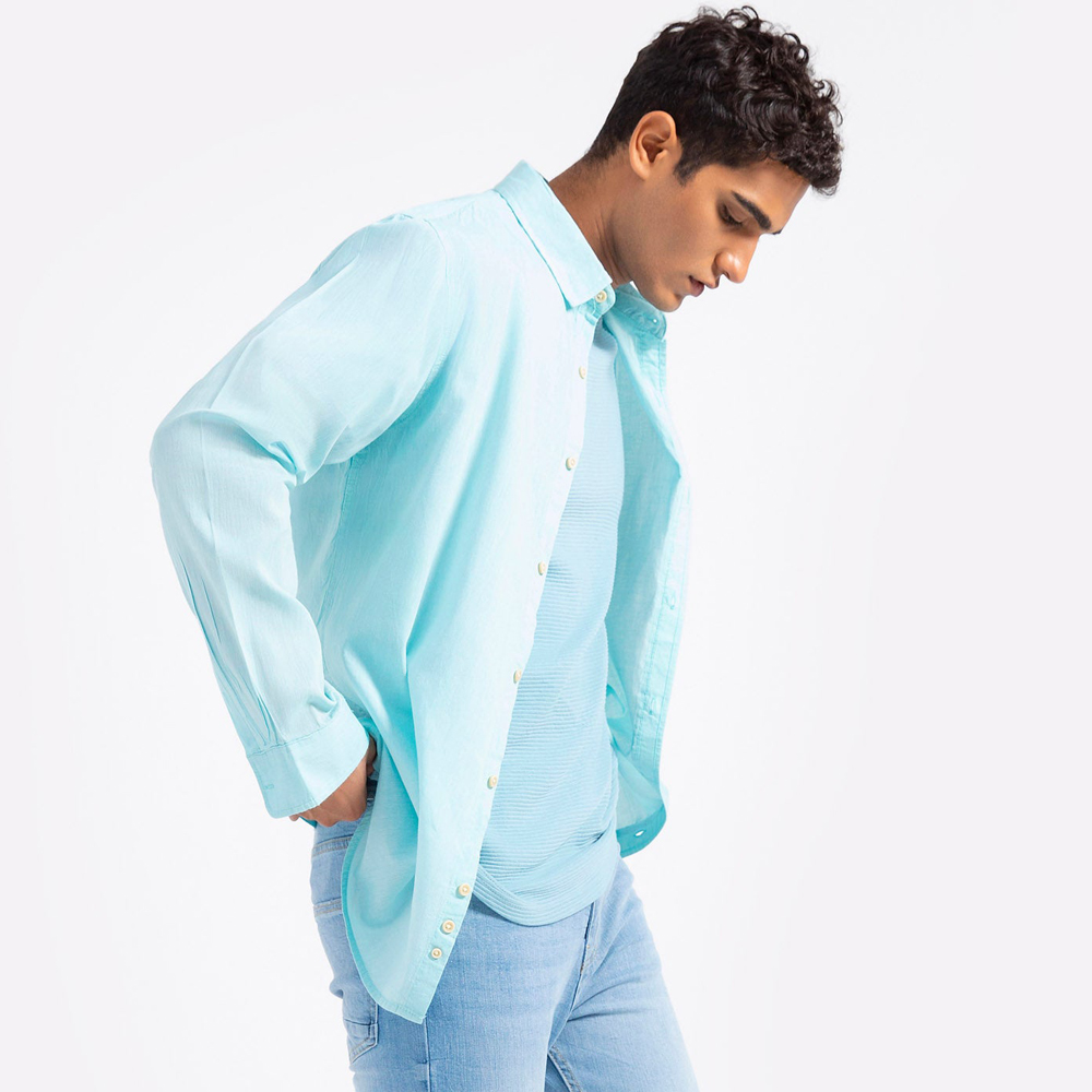 The “Azure Mist” Linen-Luxe Shirt