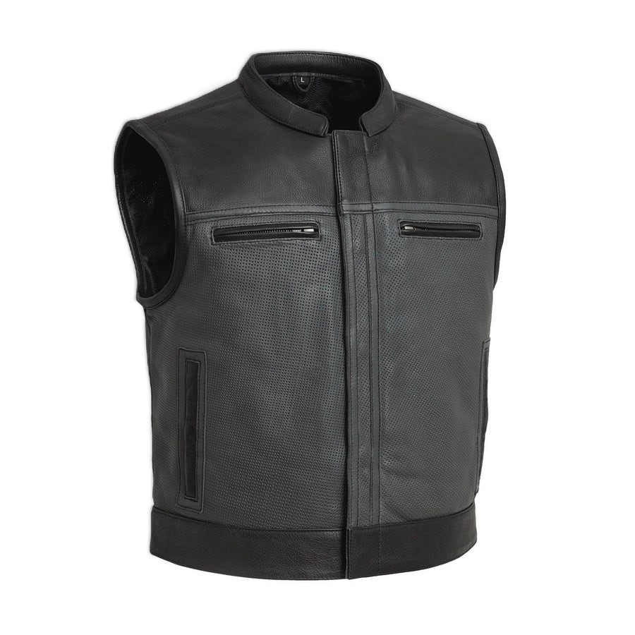 Mandarin Collar Leather Vest