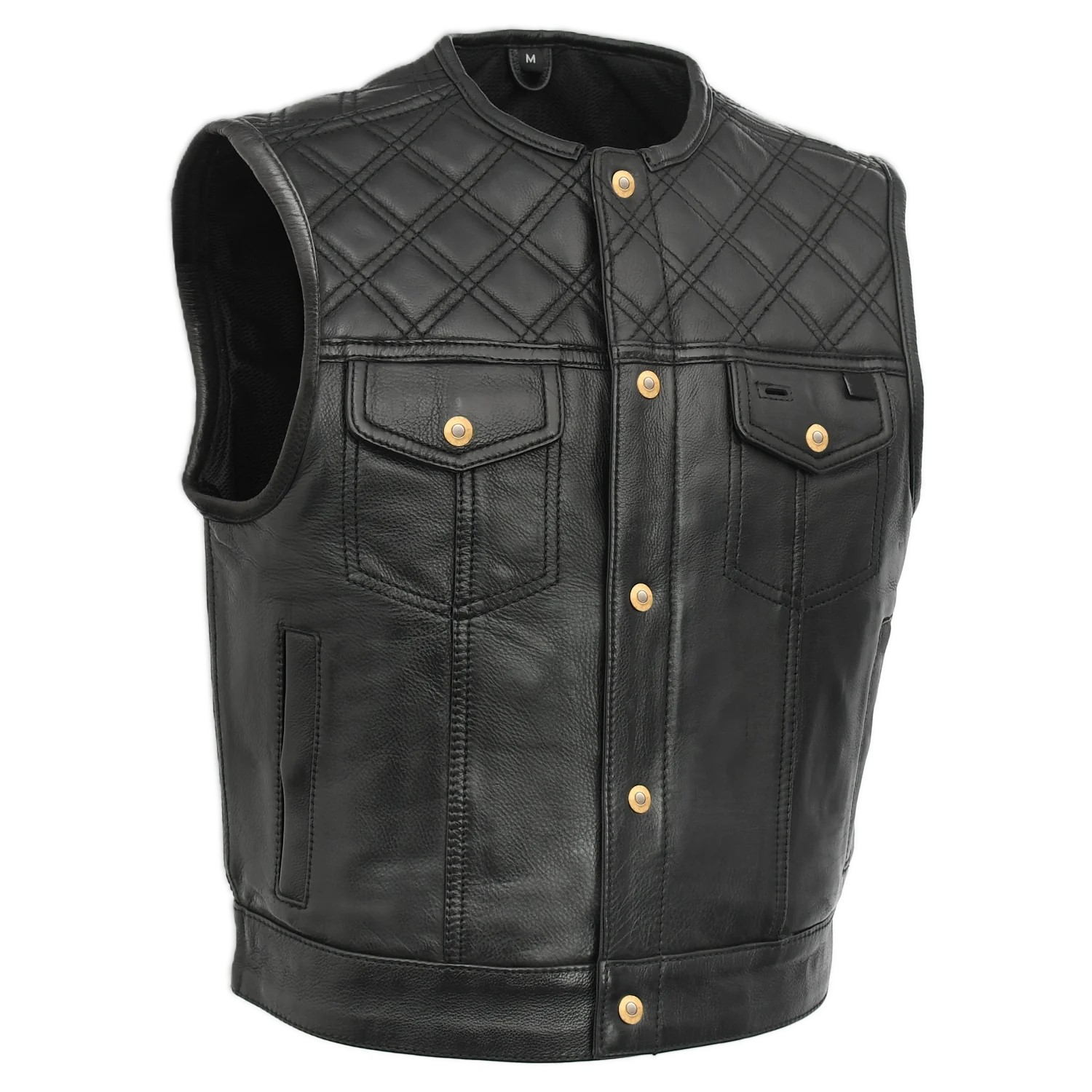 Men's Diamond Quilted Leather Vest