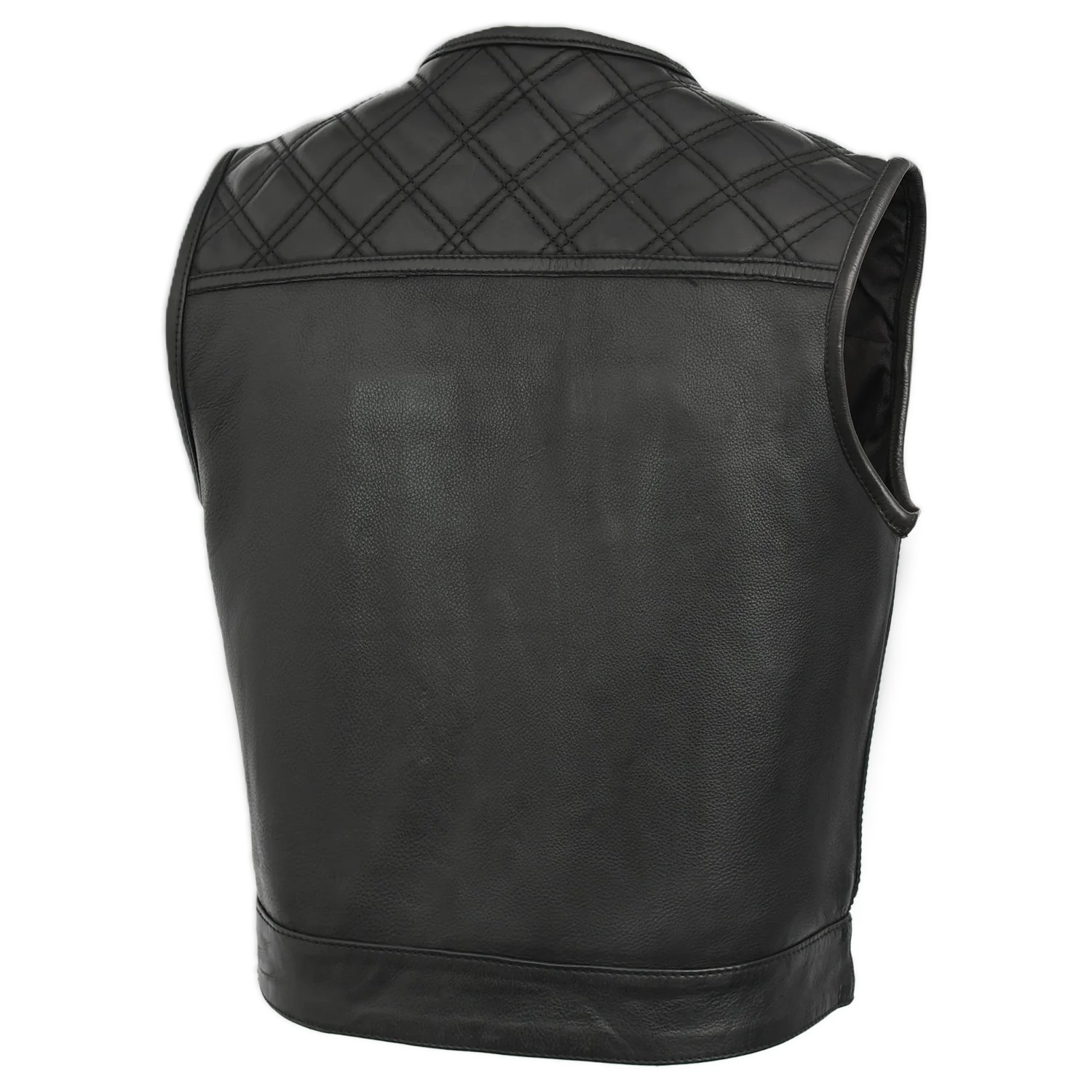 Men's Diamond Quilted Leather Vest - Image 2
