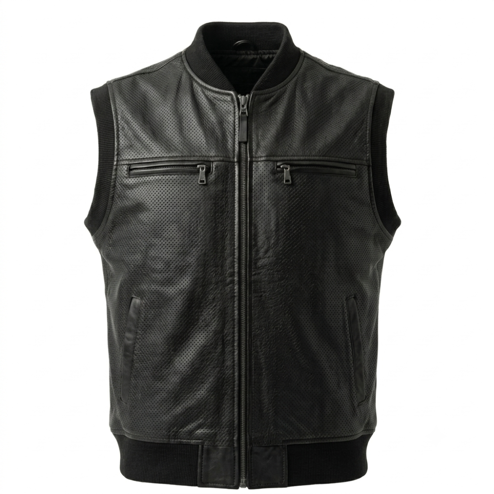 Perforated Leather Club Vest