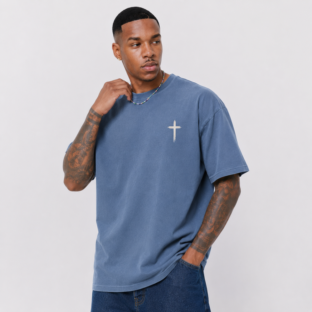 Premium Minimal Cross Oversized T-Shirt