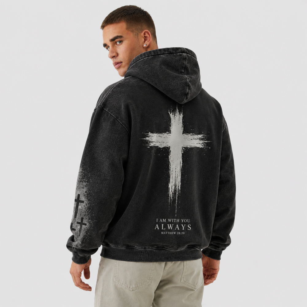 Men’s Joshua 1:9 Vintage Washed Christian Hoodie