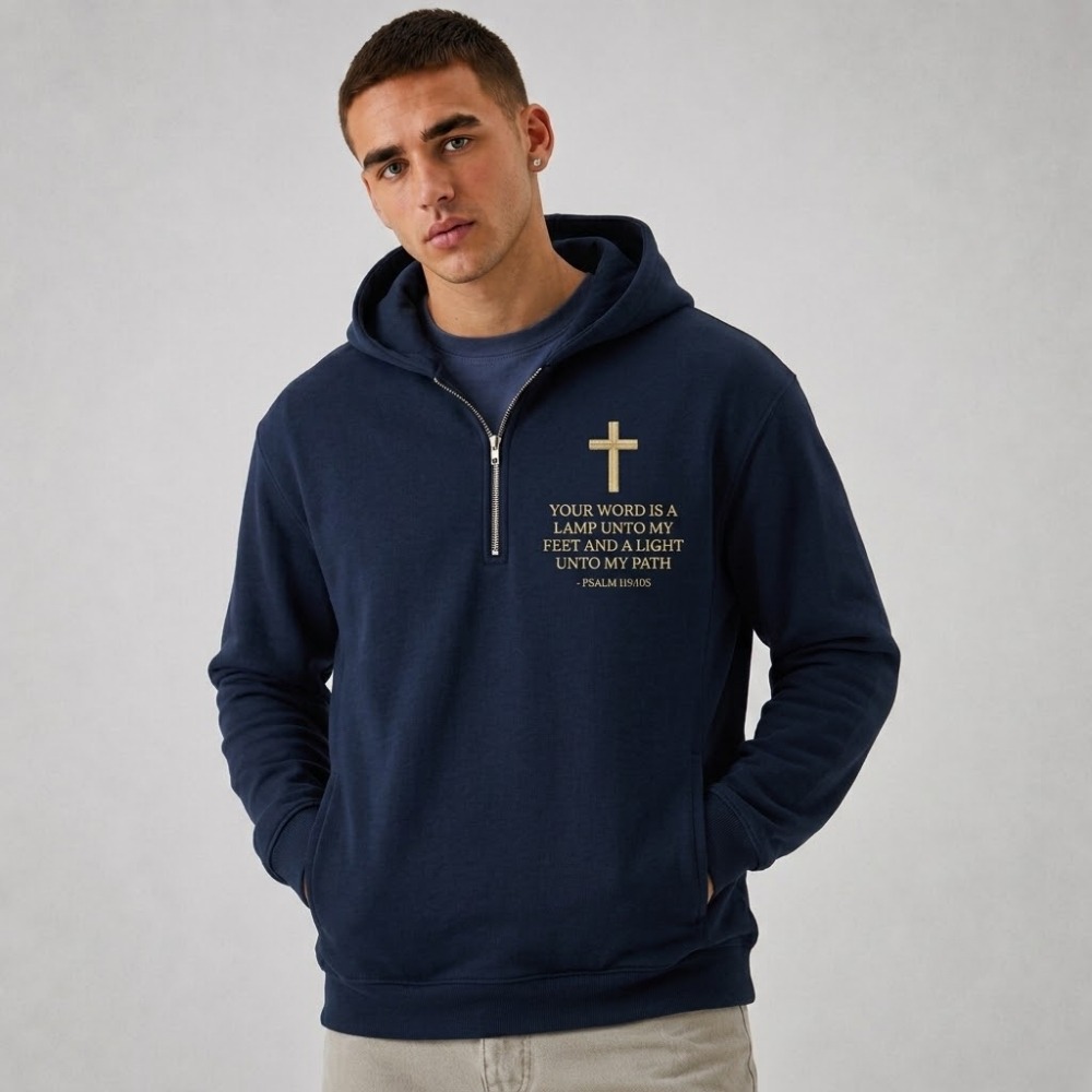 Men’s Psalm 119:105 Christian Quarter Zip Hoodie